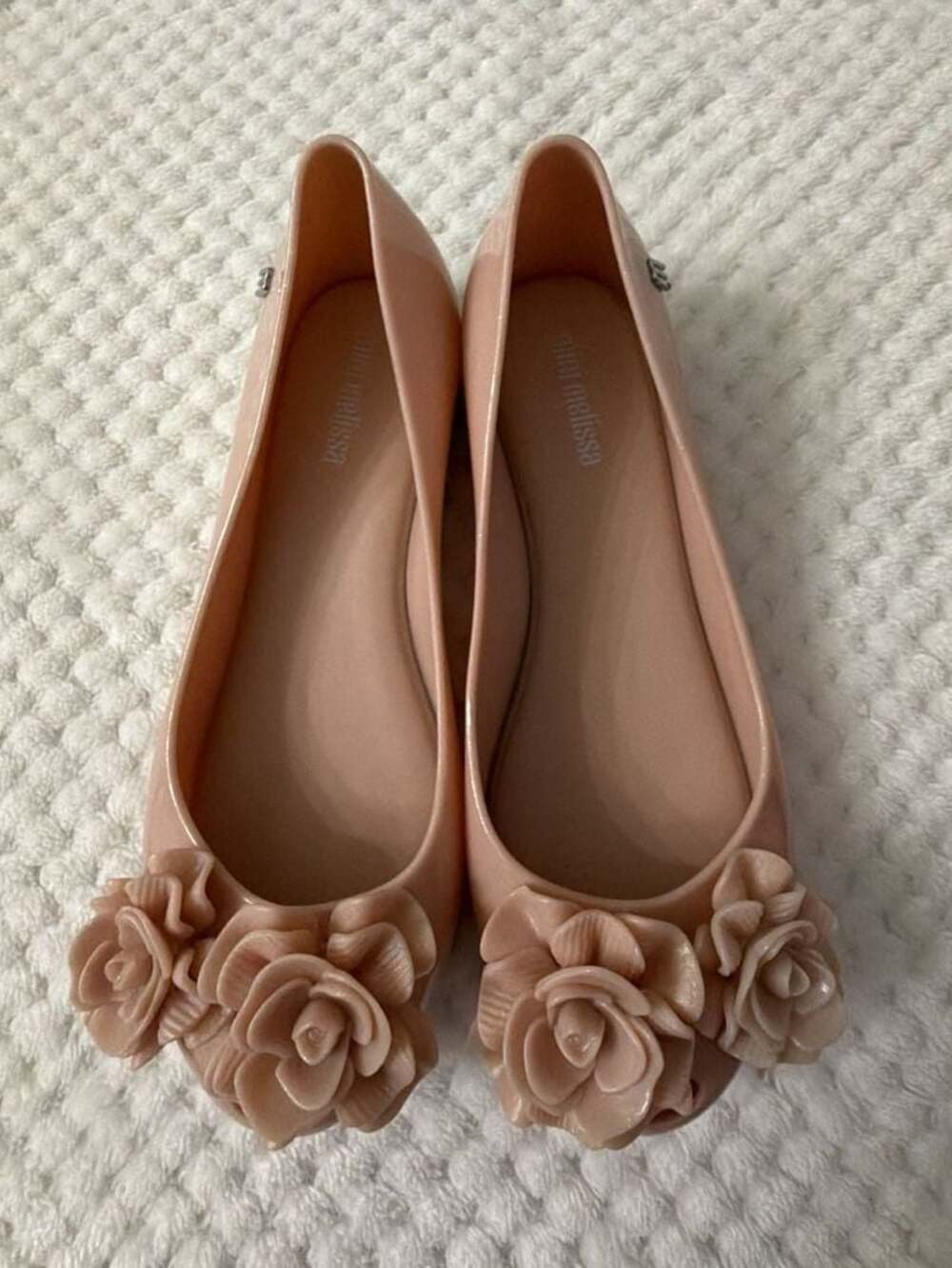 Mini Melissa Girls Pink Floral Ballet Flats Size 2
